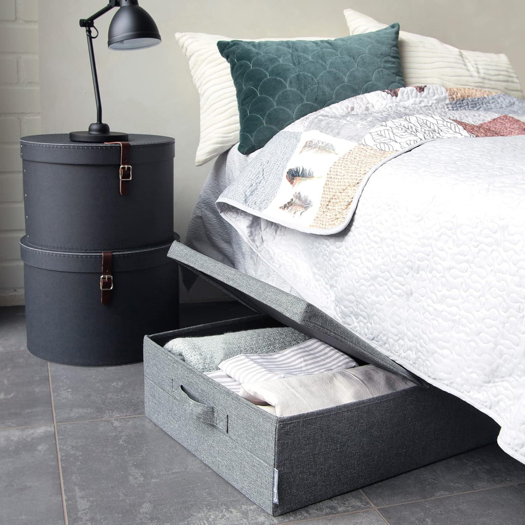 BIGSO BOX OF SWEDEN Unterbett Aufbewahrungsbox – faltbare Box mit Griffen für Decken, Kleidung, Kiss