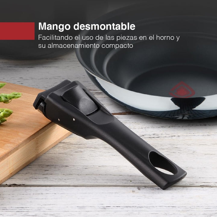 Bergner- Set 3 Stück Bratpfannen (24+26 cm) mit abnehmbarem Griff - Edelstahl - Antihaftbeschichtung