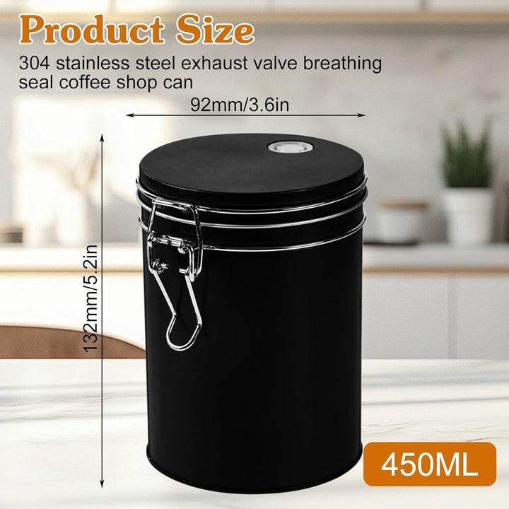 450ml Kaffeedose Edelstahl Luftdicht Mit Ventil, 2 Stuck Kaffeedose Luftdicht Aus Edelstahl, 2 Silbe