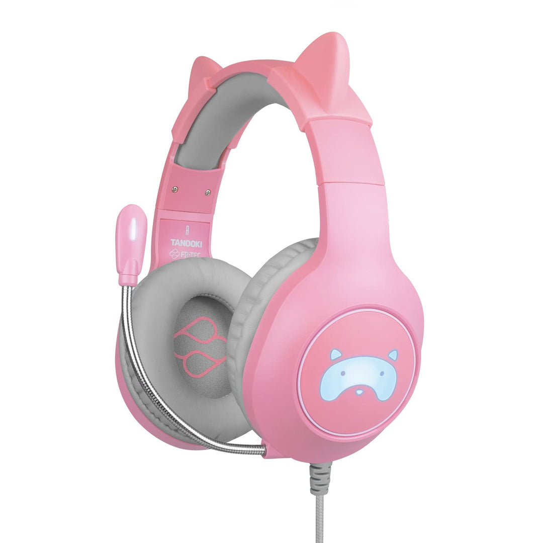 FRTEC – TANOOKI Gaming Headset Kopfhörer mit Cat Ears abnehmbarem Kabel und RGB-LED-Licht für PS5, P