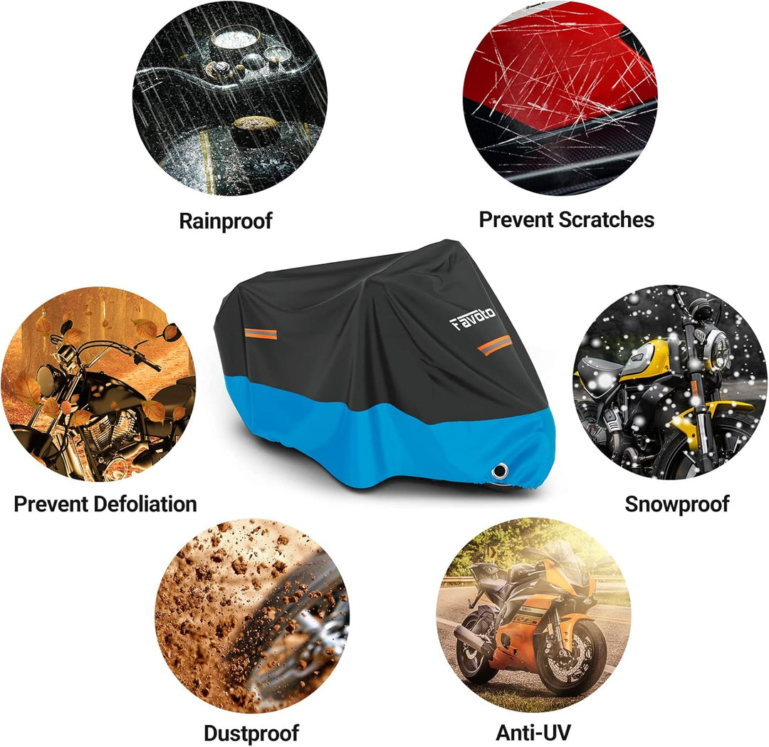 Favoto Verbesserte Version Wasserdicht Motorradabdeckung Motorrad Abdeckplane Outdoor Motorradgarage