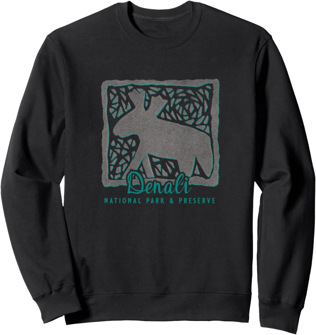 Denali National Park & Preserve Alaska Moose Grunge Art Gift Sweatshirt