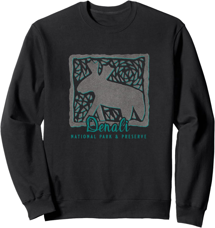 Denali National Park & Preserve Alaska Moose Grunge Art Gift Sweatshirt
