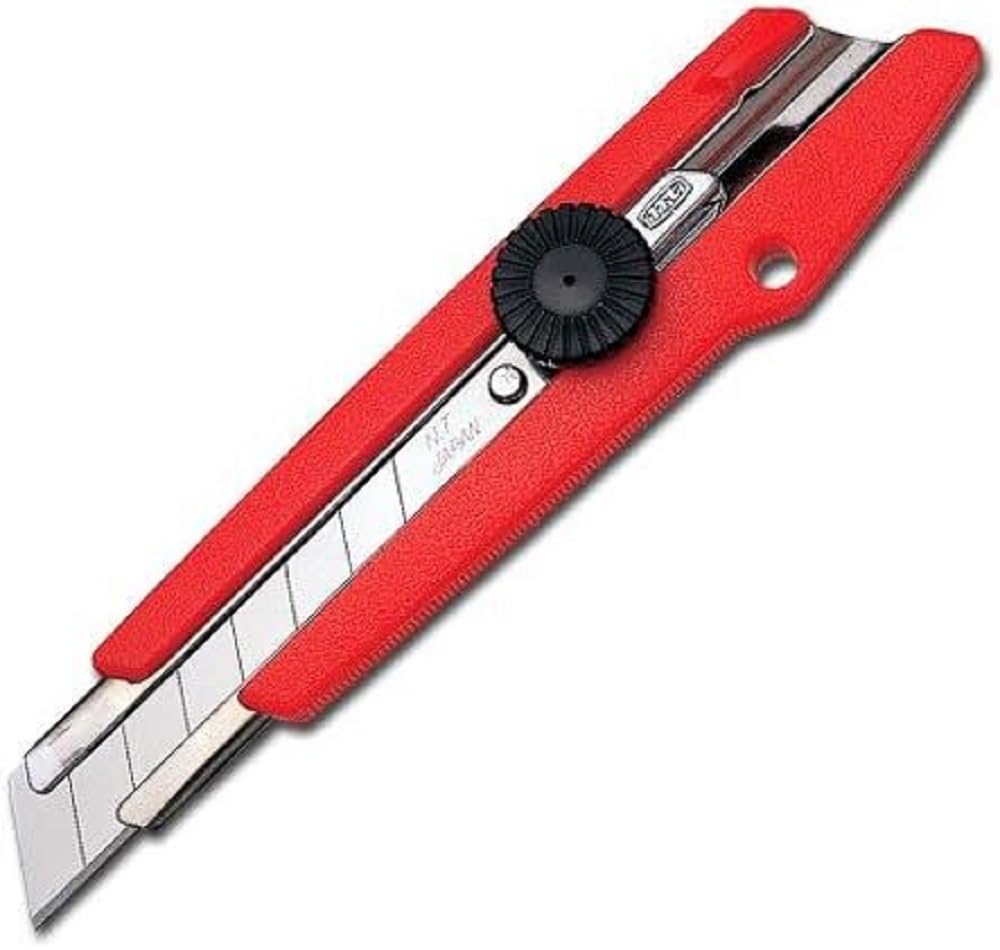 NT Cutter Cuttermesser L-500 P rot (Cutter-Messer mit Rädchen, 18 mm Abbrechklinge, Abbrechhilfe, Un