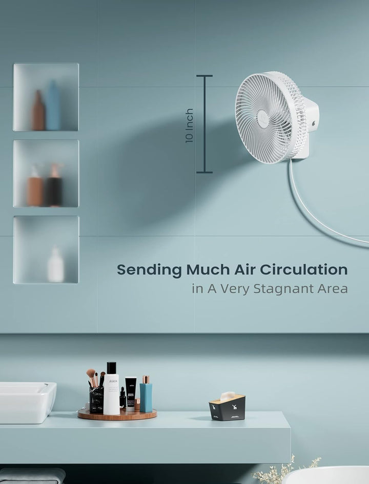 Automatischer Oszillierender Wandventilator, 25,4 cm (10 Zoll), für Schlafzimmer, klein, tragbar, mi