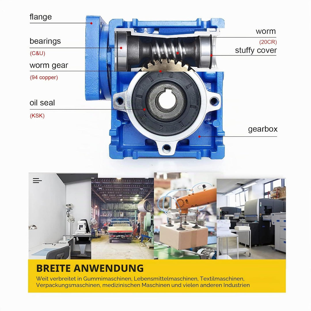 RATTMMOTOR Schneckengetriebe NMRV030,Hohe Drehmoment Schneckengetriebe,Worm gearbox,getriebe 20:1 Ei