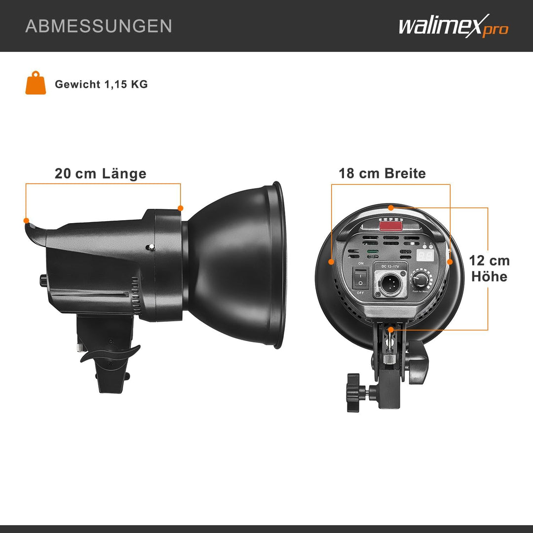 Walimex pro Niova 60 Plus Bi Color dimmbare LED Videoleuchte mit Bowens-Reflektor &amp; Soft Diffusor I
