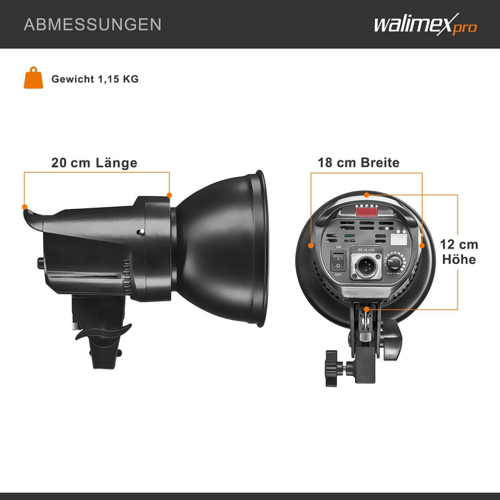 Walimex pro Niova 60 Plus Bi Color dimmbare LED Videoleuchte mit Bowens-Reflektor &amp; Soft Diffusor I