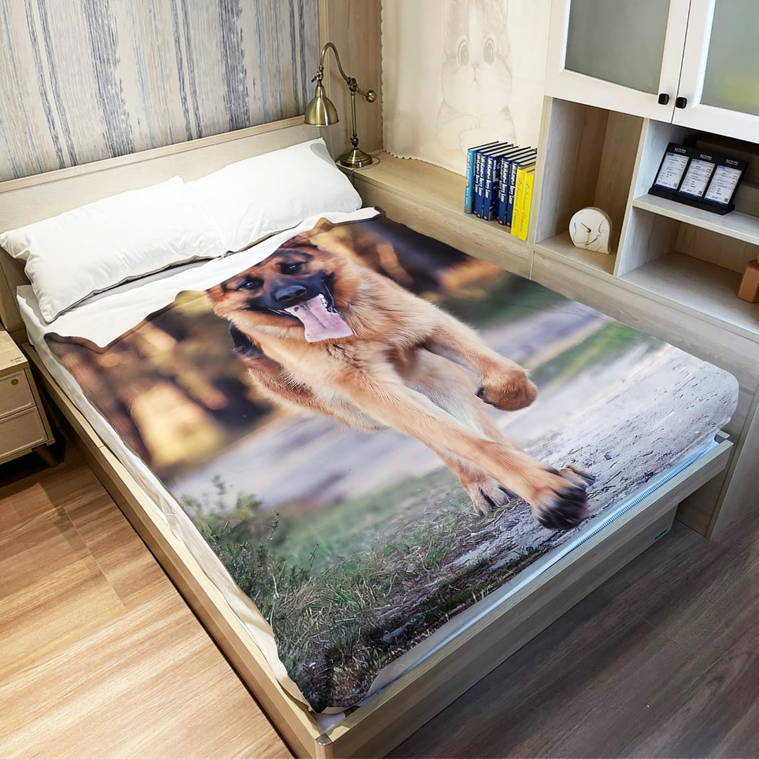 YISUMEI - 150 x 200 cm Decke - Netter Haustier Schäferhund Hund Fleecedecke,Kaschmir-Gefühl Kuscheld