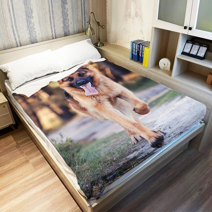 YISUMEI - 150 x 200 cm Decke - Netter Haustier Schäferhund Hund Fleecedecke,Kaschmir-Gefühl Kuscheld