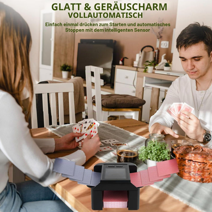 Wiederaufladbar Automatischer Kartenmischer für 2 Decks, Geräuscharm Elektrischer Kartenmischer mit