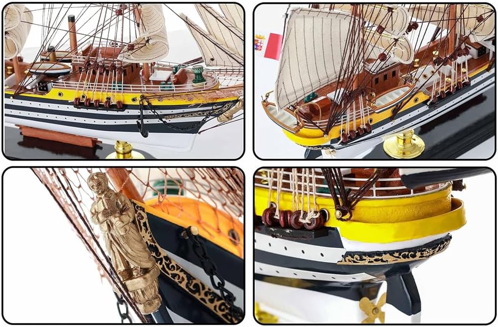 YLME Schiffsmodell aus Holz Amerigo Vespucci Segelboot Modell aus Massivholz Segelboot aus Holz Naut