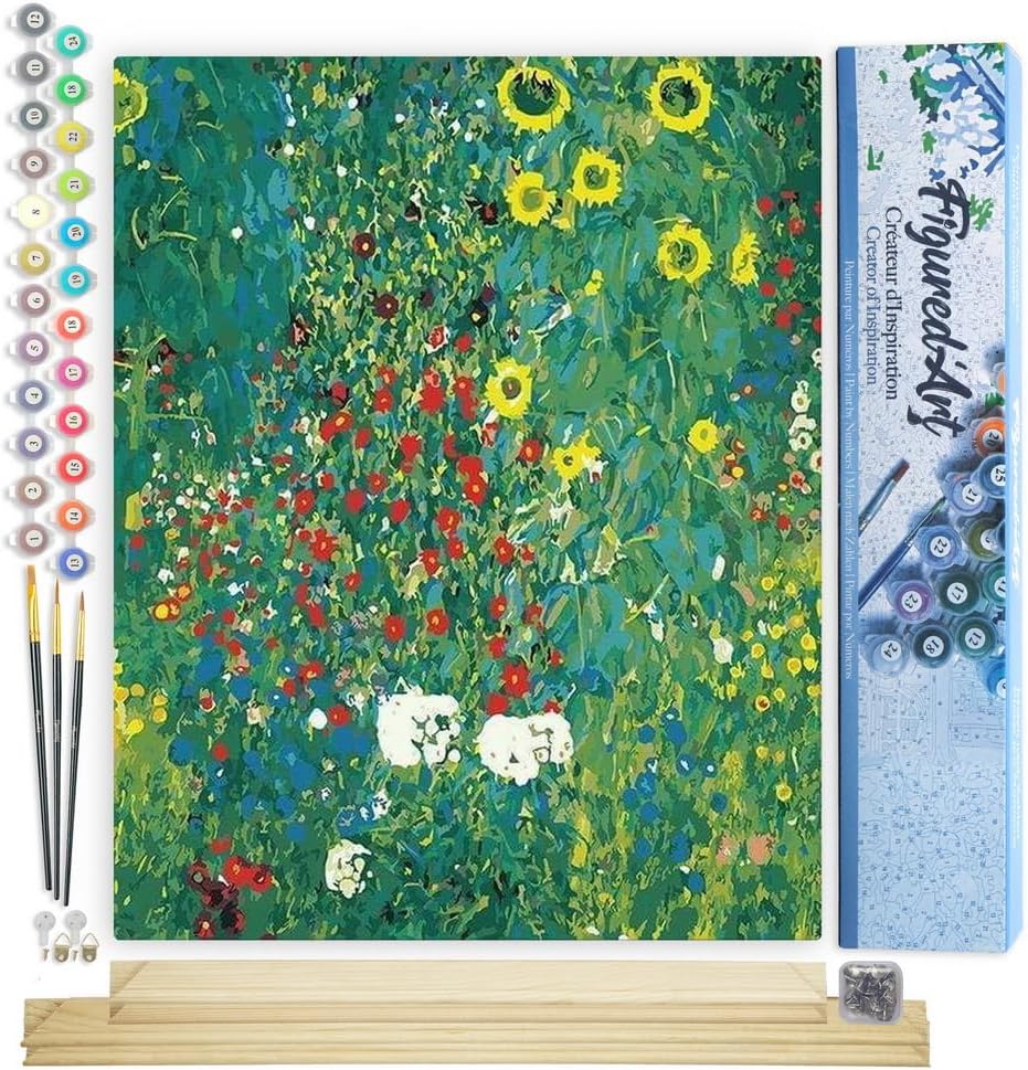 Figured'Art Malen Nach Zahlen Erwachsene Mit Rahmen Sonnenblumengarten - Paint by Numbers Basteln DI