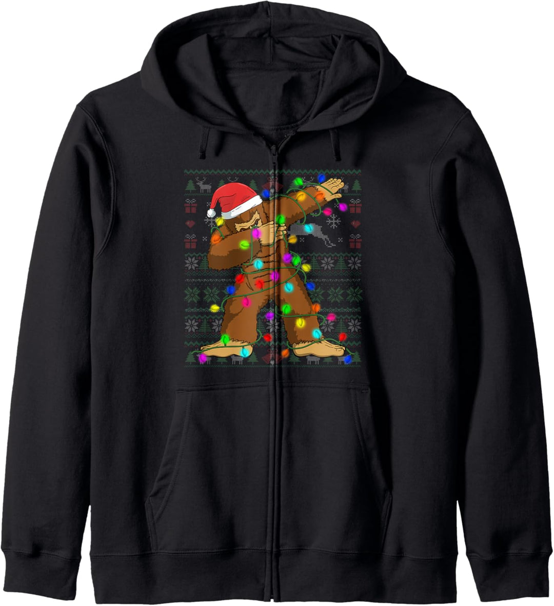 Dabbing Bigfoot Christmas Lights Ugly Christmas Sweater Gift Kapuzenjacke