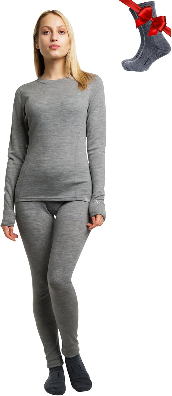 Merino.tech 100% Merino Unterwäsche Damen Set - Leicht, Mittelgewicht, Funktionsunterwäsche Merinowo