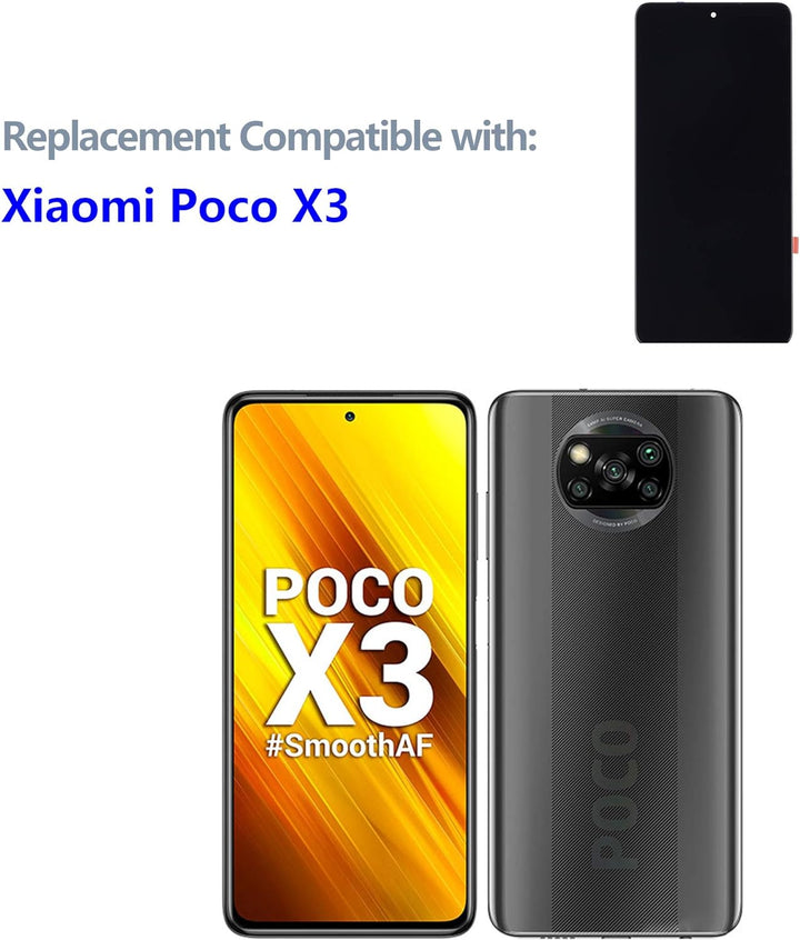 swark LCD Display Kompatibel mit Xiaomi Poco X3 / Mi 10T Lite (Schwarz ohne Rahmen) LCD Display Touc