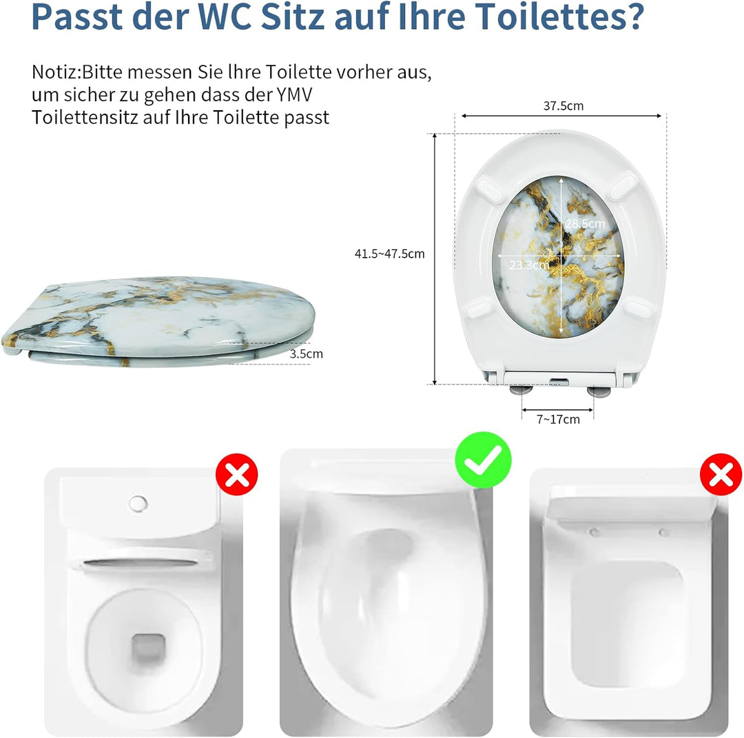 Toilettendeckel mit Absenkautomatik, WC Sitz mit Absenkautomatik Oval Form klodeckel Einfache Reinig