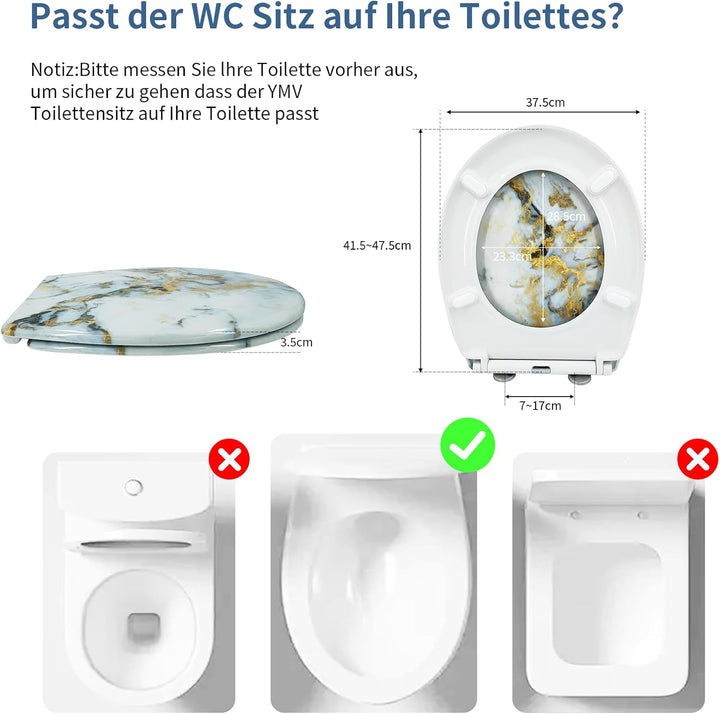 Toilettendeckel mit Absenkautomatik, WC Sitz mit Absenkautomatik Oval Form klodeckel Einfache Reinig