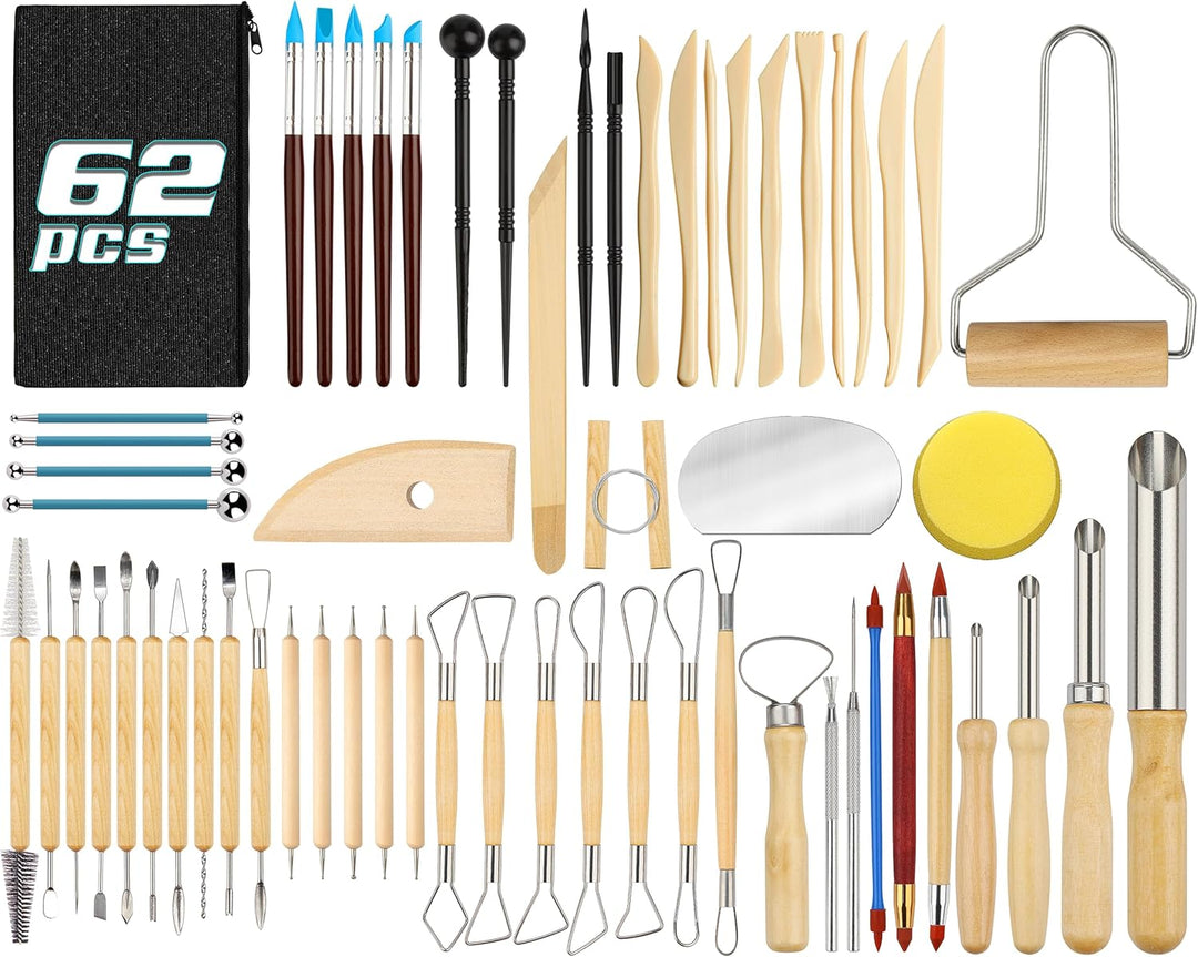 Modellierwerkzeug 62 Stück Töpferwerkzeug Töpferset Modellier-Werkzeug Keramik Sculpting Ton Werkzeu