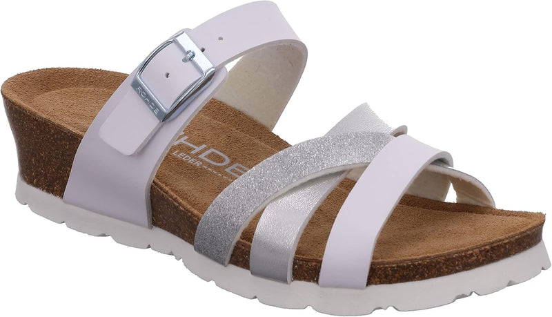 Rohde 5522 Verona Damen Pantoletten Clogs Keilabsatz 39 EU Weiss, 39 EU Weiss