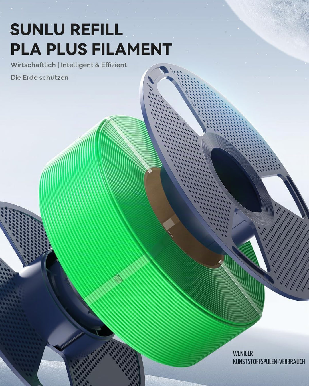 SUNLU PLA+ Filament Refill 1.75mm 4KG, PLA Plus 3D Drucker Filament Bündel, No-Spule Filament PLA Re
