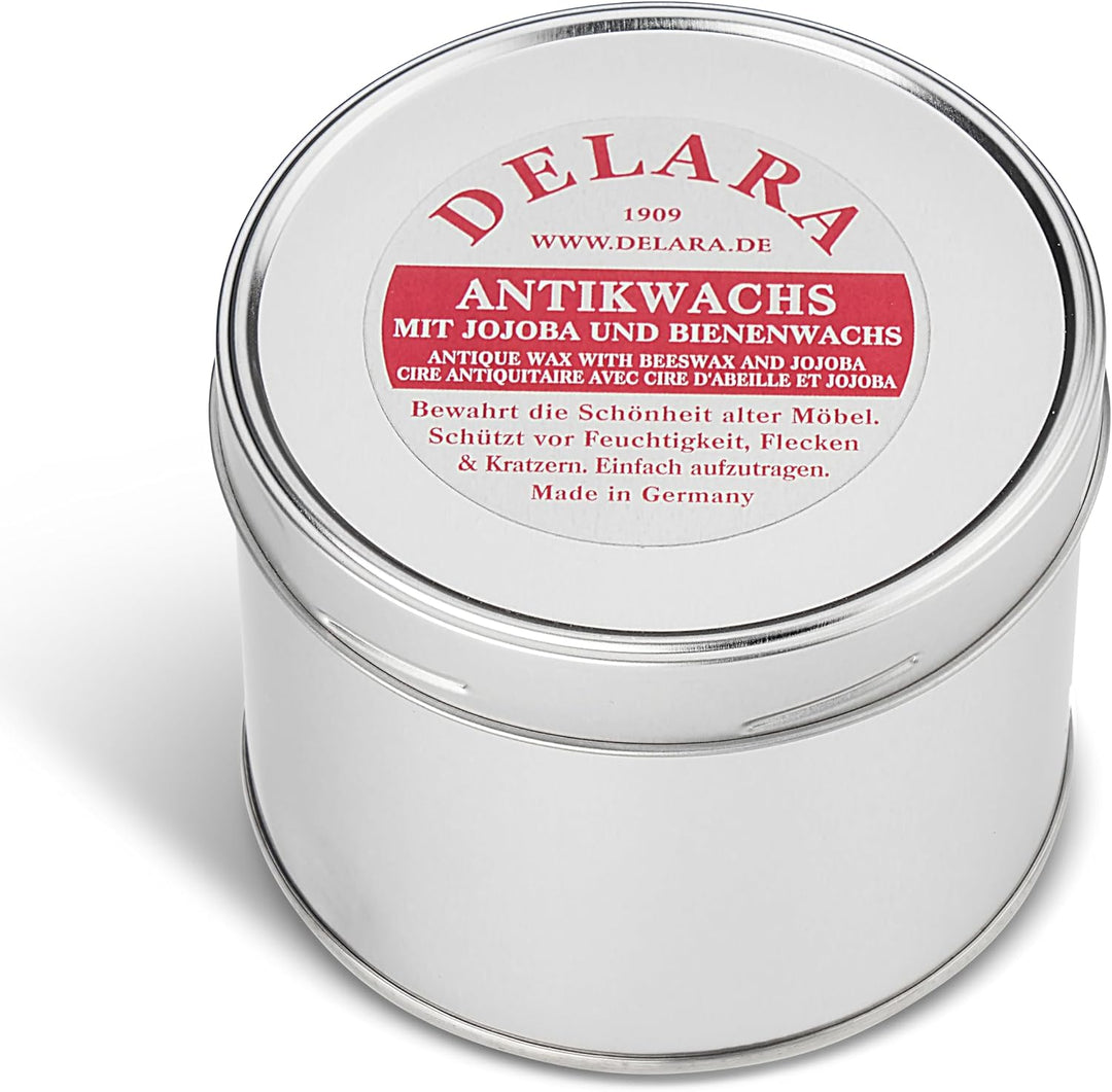 DELARA Antikwachs mit Jojoba und Bienenwachs, schützt antike Möbel vor Austrocknung und Oxidation, f