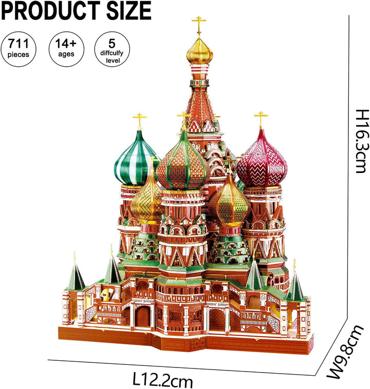 Piececool 3D Puzzle Metall Architecture Saint Basil's Cathedral, 3D Metall Puzzle für 340 Edelstahl,