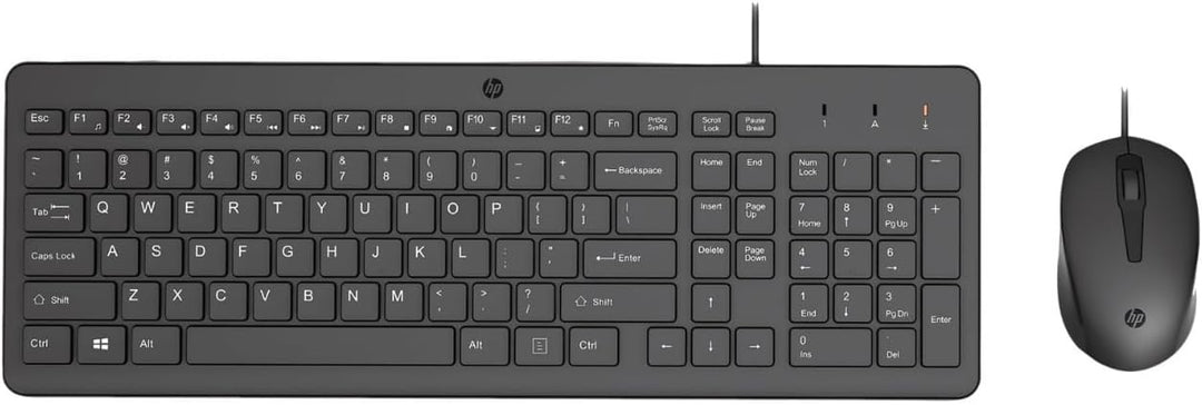 HP 150 Kabelgebundene Maus und Tastatur Combo 1600 DPI, ergonomisch gestaltet und leise Leistung, F1