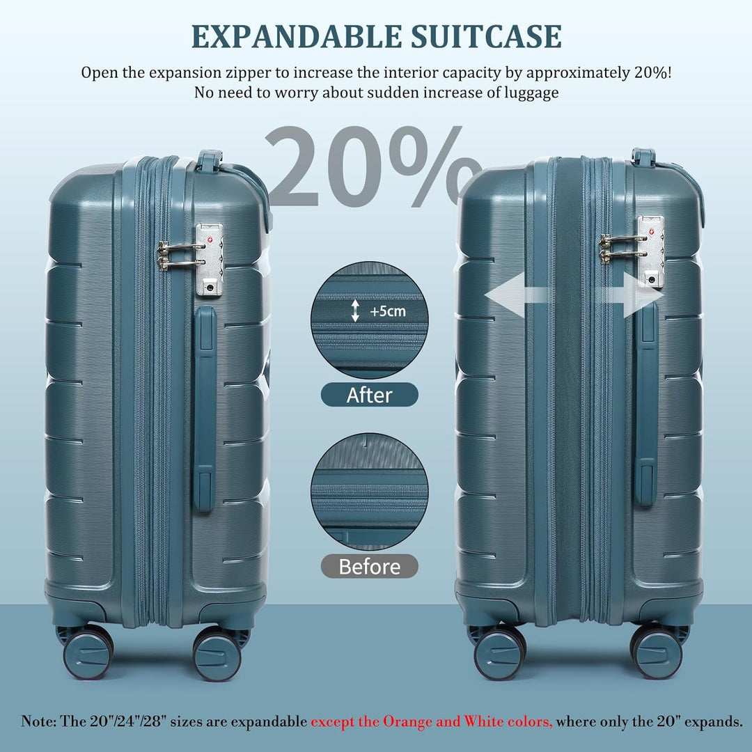 Sea choice Hartschalenkoffer Set 4 Teilig S/M/L/XL Rollkoffer Handgepäck 100% PP Reisekoffer mit 360