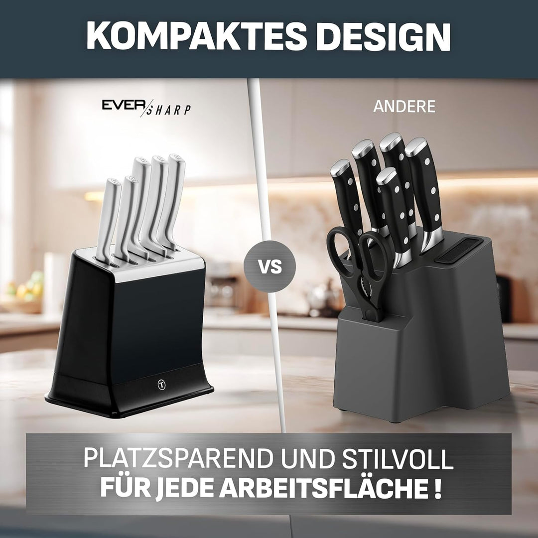Tefal EverSharp Pro Kochmesser 20 cm mit selbstschärfendem Messerblock, patentierte Schärftechnologi