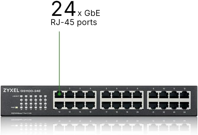 Zyxel 24-Port Gigabit Ethernet Unmanaged Switch - Design ohne Lüfter [GS1100-24E] GS1100-24E-EU0103F