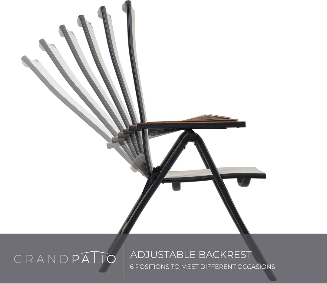 Grand patio Gartenstuhl Klappbar 2 er, Aluminium Gartenstühle Hochlehner mit 6-Fach Verstellbare, Me