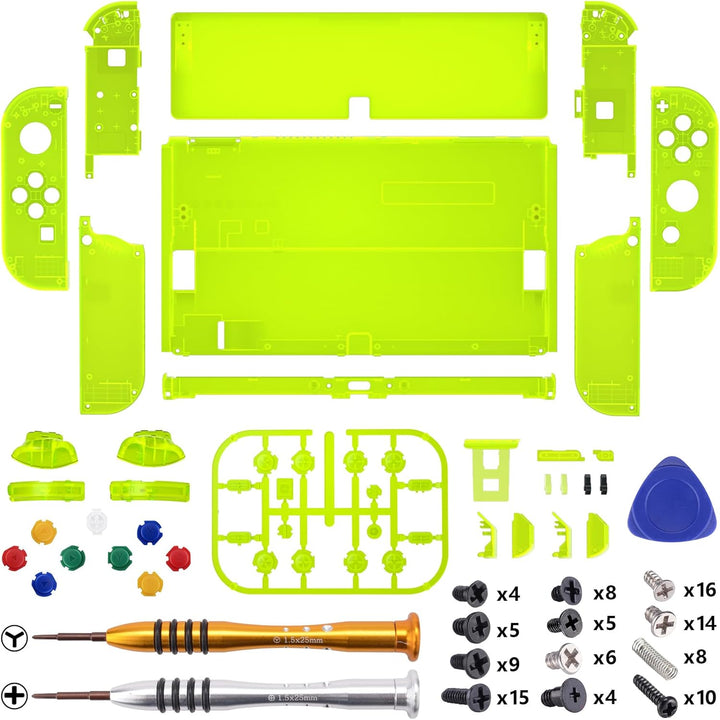 eXtremeRate Full Hülle für Nintendo Switch OLED, DIY-Ersatz Konsole case & Kickstand, NS Joycon Gehä