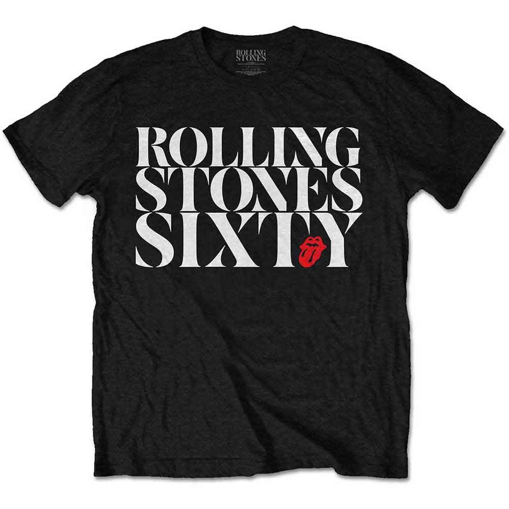 The Rolling Stones T Shirt Sixty Chic Band Logo Nue offiziell Herren Schwarz, S