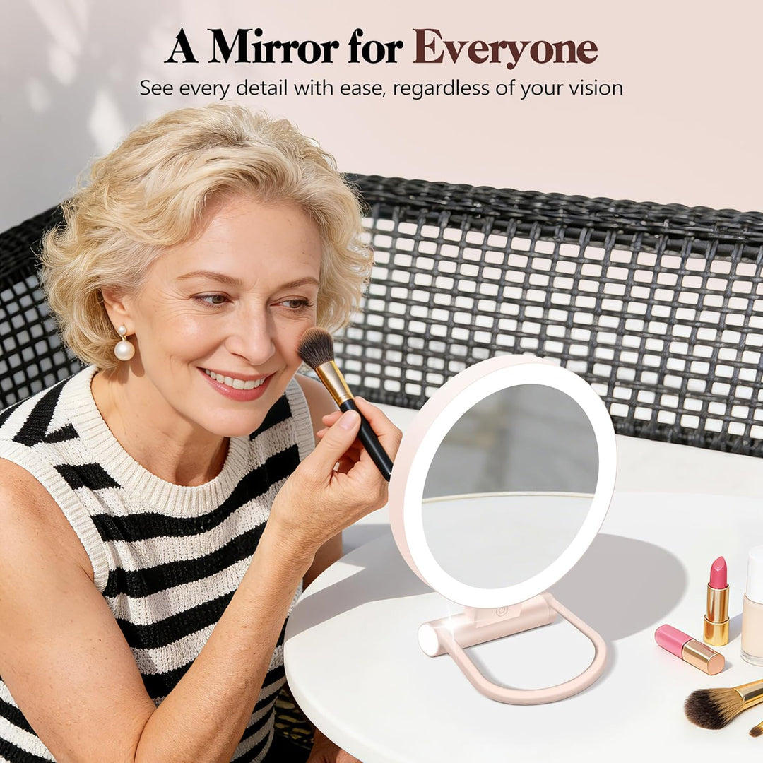 B Beauty Planet Kosmetikspiegel mit Beleuchtung, 30 fache/1-fach Doppelseitige Tischspiegel,3 Farbli