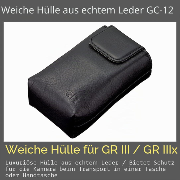 Ricoh GR IIIx Digitalkamera [Brennweite 40 mm] &amp; Weiche Tasche aus echtem Leder GC-12 [Kompatible Mo