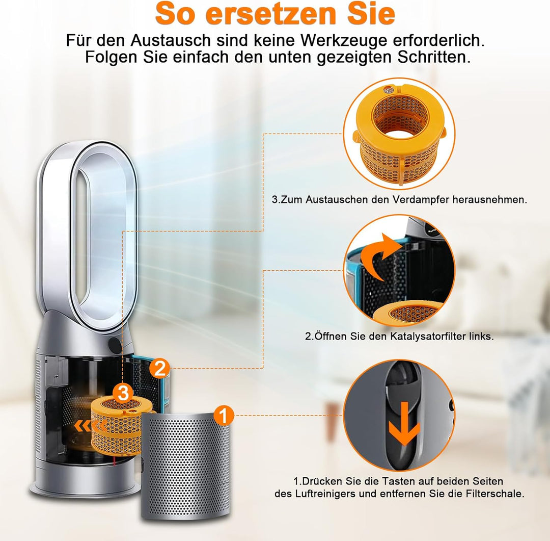 Luftreiniger Kohlefilter Kompatibel mit Dyson PH04 PH03 PH02 PH01 PH3A Ersatzfilter, Verdunster 9707