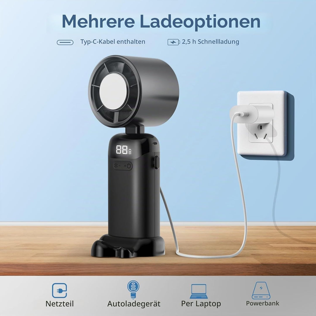 Jsdoin Handventilator Akku Aufladbar,Tragbarer Turbo Hand Mini Ventilatoren,Kleiner Taschenventilato