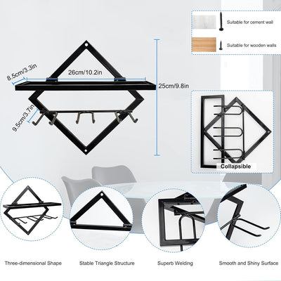 Metall Wandmontierter Weinhalter Stemware Glass Rack, Upgrade zusammenklappbarer Wandbehang Rotweinr