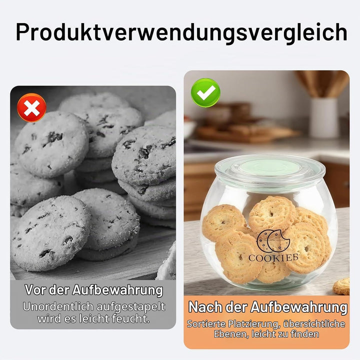 Keksdose 2L Kunststoff mit Silikondichtung Transparent Vorratsdose | Keksdose mit Öffnung bietet sch