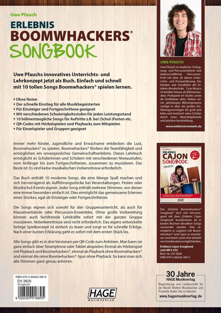 Erlebnis Boomwhackers® Songbook: 10 moderne Songs in verschiedenen Stilrichtungen. Ohne Vorkenntniss