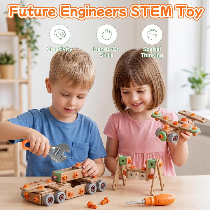 CUTE STONE Werkzeugkasten für Kinder mit elektrischem Spielzeugbohrer und Werkzeuggürtel – Kinderspi