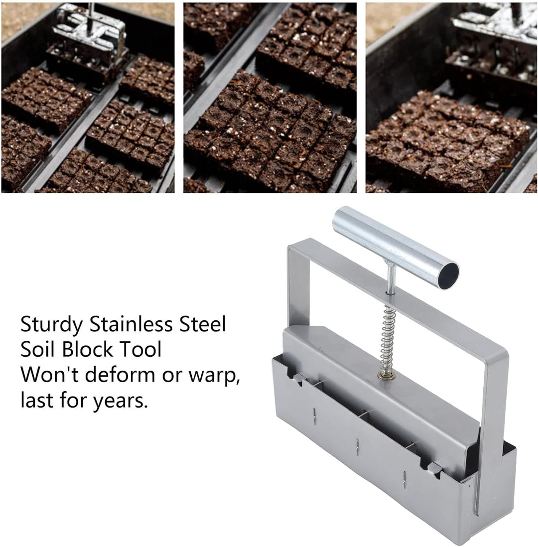 Natudeco Soil Block Maker, Handheld Soil Blocker Edelstahl-Bodenblocker Gartenblockierwerkzeuge für