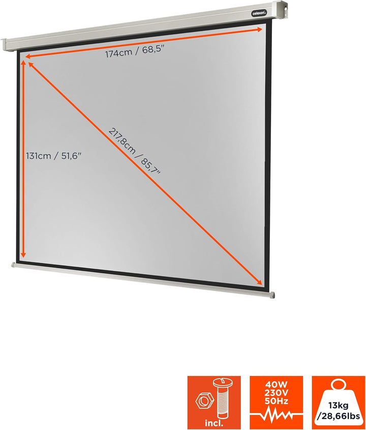 celexon Professional Motor-Leinwand 85" | 180x135 cm 4:3 | elektrische 4K,Full-HD Beamer-Leinwand fü