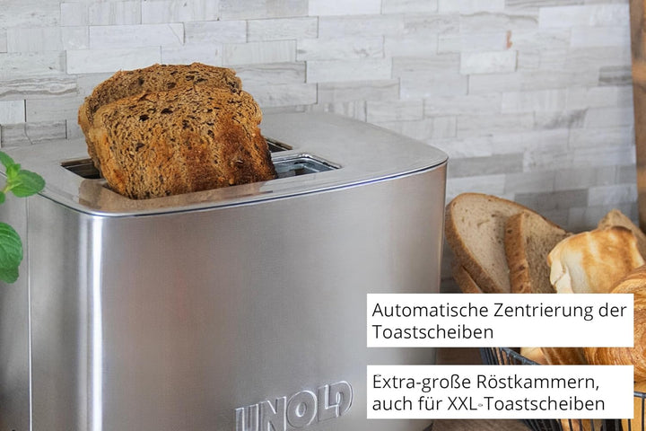 Unold 38216 Toaster Thommy – 2-Scheiben-Toaster, 850 W, wärmeisoliertes Edelstahlgehäuse, Extra-gros