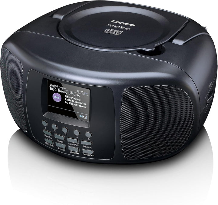 Lenco SCD-6000BK Tragbares Internetradio mit DAB+/FM, Bluetooth, CD-Player und 2,4-Zoll TFT-LCD-Farb