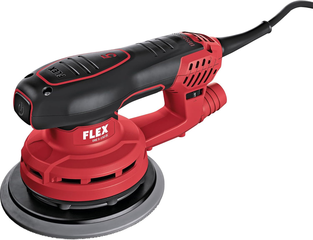 Flex 230/CEE Exzenterschleifer ORE 5-150 EC Set (Schleifmaschine inkl. Koffer + Zubehör, 400 Watt, H
