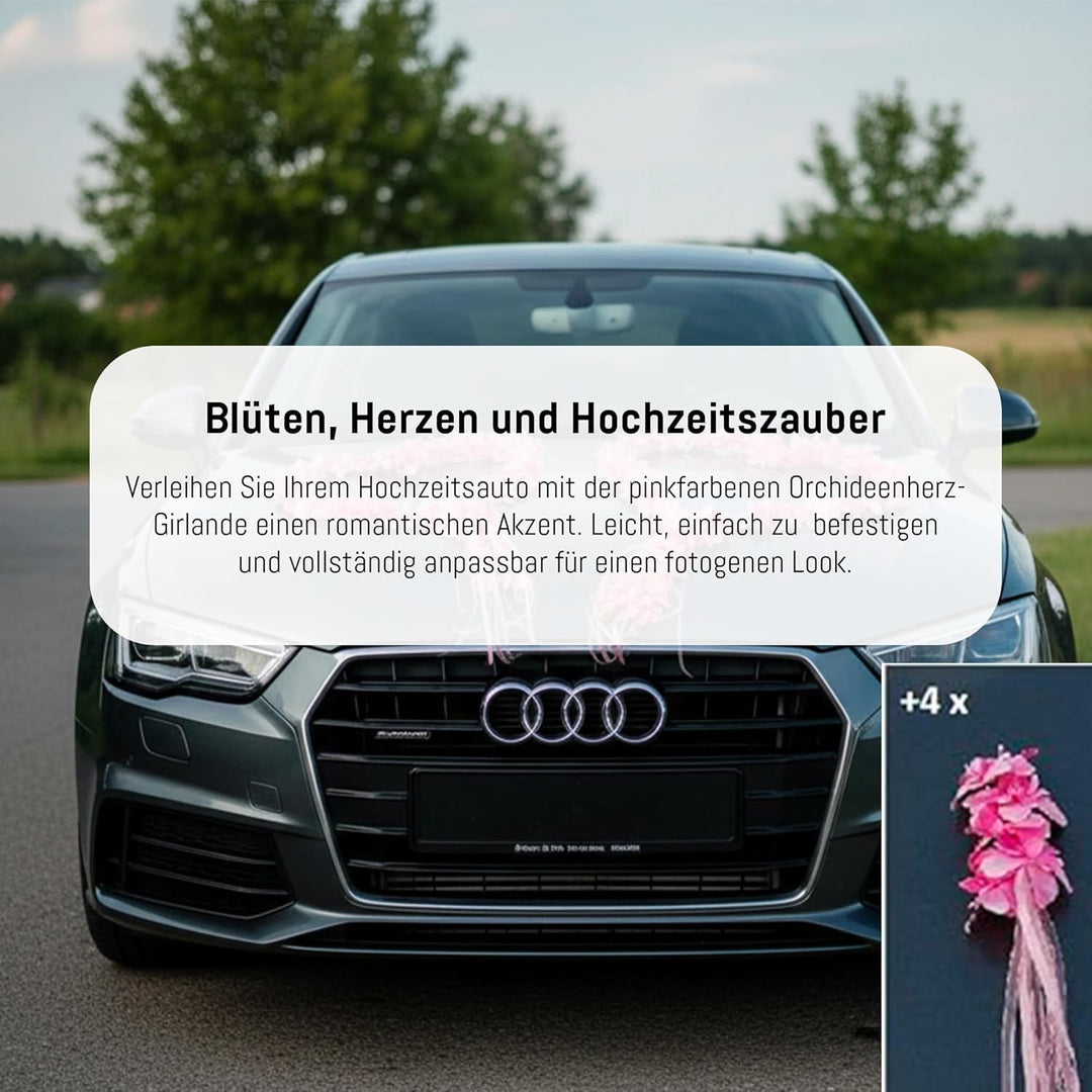 ORCHIDEEN Herzen Braut Paar Rose Deko Dekoration Hochzeit Car Auto Wedding ®Auto-schmuck Deko Girlan