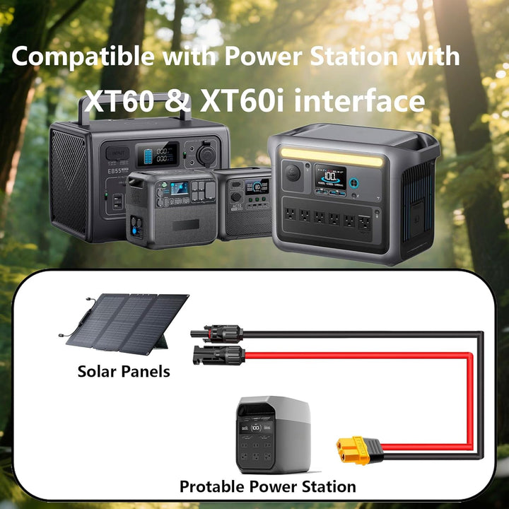 Solarstecker auf XT60 Solarkabel 5M - iHaospace XT60 Kabel 12AWG Kompatibel für Bluetti Eb55 Powerst