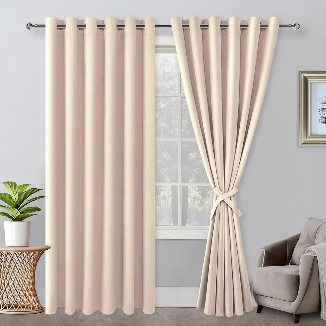 Hiasan Verdunklungsvorhänge Gardinen mit Ösen,Beige Blickdicht Vorhänge,2 Stück,140 x 175 cm (Breite